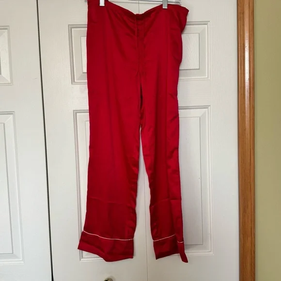Natori Private Luxuries Pajama Set Women M Top Pants Red Satin Lounge PJ’s Soft - Picture 3 of 8